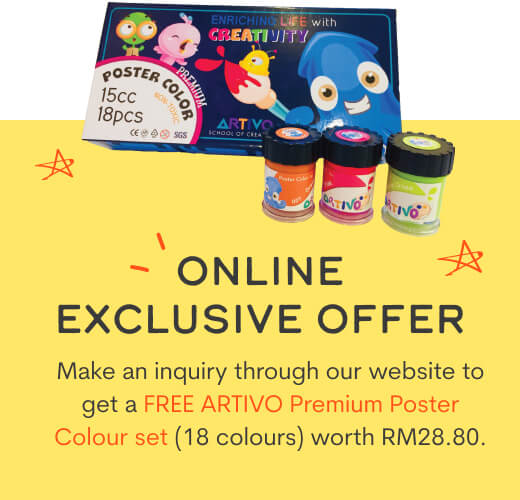 ARTIVO LiveArt™ Online Art Class Exclusive Offer for Premium Poster Colour Set worth RM28.80